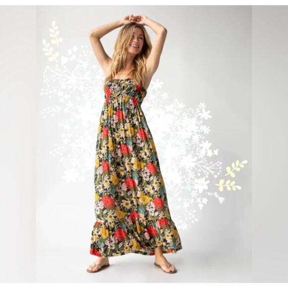 Natural Life Elizabeth Floral Poppy Women’s Maxi Dress Size Small Boho Hippie B4 - Picture 1 of 15